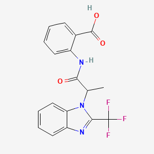 molecular formula C18H14F3N3O3 B3150696 2-({2-[2-(trifluoromethyl)-1H-1,3-benzimidazol-1-yl]propanoyl}amino)benzenecarboxylic acid CAS No. 692732-72-2
