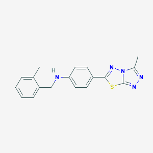 molecular formula C18H17N5S B315082 N-(2-methylbenzyl)-4-(3-methyl[1,2,4]triazolo[3,4-b][1,3,4]thiadiazol-6-yl)aniline 