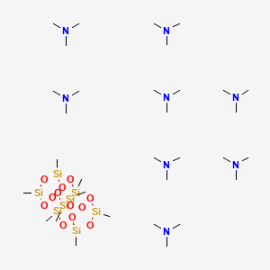 molecular formula C32H96N8O12Si8 B3150840 N,N-dimethylmethanamine;1,3,5,7,9,11,13,15-octamethyl-2,4,6,8,10,12,14,16,17,18,19,20-dodecaoxa-1,3,5,7,9,11,13,15-octasilapentacyclo[9.5.1.13,9.15,15.17,13]icosane CAS No. 69667-29-4