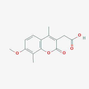 molecular formula C14H14O5 B3151035 (7-methoxy-4,8-dimethyl-2-oxo-2H-chromen-3-yl)acetic acid CAS No. 701283-97-8