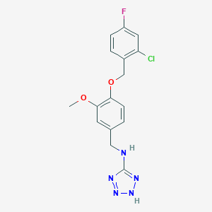 molecular formula C16H15ClFN5O2 B315108 N-{4-[(2-chloro-4-fluorobenzyl)oxy]-3-methoxybenzyl}-1H-tetrazol-5-amine 