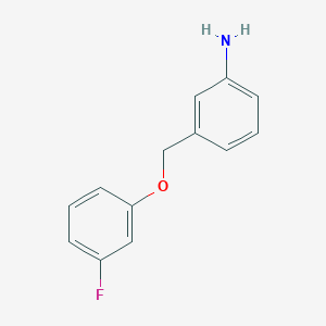 molecular formula C13H12FNO B3151414 3-(3-Fluorophenoxymethyl)aniline CAS No. 71219-92-6