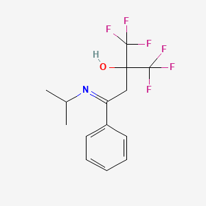 molecular formula C14H15F6NO B3151860 1-Isopropylimino-1-phenyl-3-(trifluoromethyl)-4,4,4-trifluorobutan-3-OL CAS No. 723294-82-4