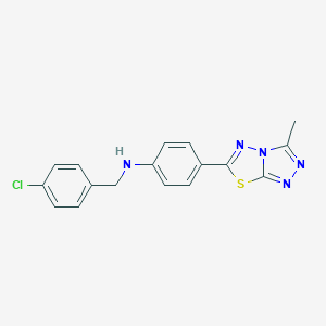 molecular formula C17H14ClN5S B315201 N-(4-chlorobenzyl)-4-(3-methyl[1,2,4]triazolo[3,4-b][1,3,4]thiadiazol-6-yl)aniline 