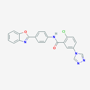 molecular formula C22H14ClN5O2 B315207 N-[4-(1,3-benzoxazol-2-yl)phenyl]-2-chloro-5-(4H-1,2,4-triazol-4-yl)benzamide 
