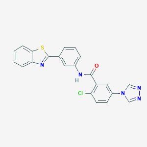 molecular formula C22H14ClN5OS B315208 N-[3-(1,3-benzothiazol-2-yl)phenyl]-2-chloro-5-(4H-1,2,4-triazol-4-yl)benzamide 
