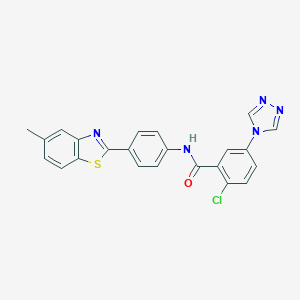 molecular formula C23H16ClN5OS B315209 2-chloro-N-[4-(5-methyl-1,3-benzothiazol-2-yl)phenyl]-5-(4H-1,2,4-triazol-4-yl)benzamide 
