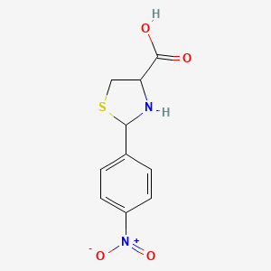 molecular formula C10H10N2O4S B3152092 2-(4-Nitrophenyl)-1,3-thiazolidine-4-carboxylic acid CAS No. 72678-85-4
