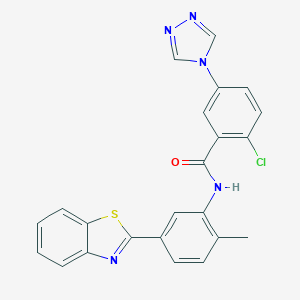 molecular formula C23H16ClN5OS B315210 N-[5-(1,3-benzothiazol-2-yl)-2-methylphenyl]-2-chloro-5-(4H-1,2,4-triazol-4-yl)benzamide 