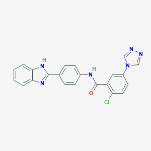 molecular formula C22H15ClN6O B315211 N-[4-(1H-benzimidazol-2-yl)phenyl]-2-chloro-5-(4H-1,2,4-triazol-4-yl)benzamide 