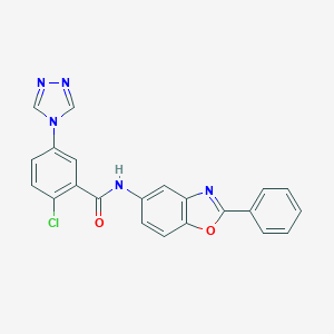 molecular formula C22H14ClN5O2 B315212 2-chloro-N-(2-phenyl-1,3-benzoxazol-5-yl)-5-(1,2,4-triazol-4-yl)benzamide 