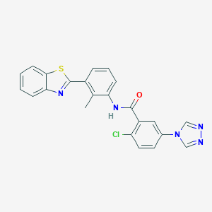 molecular formula C23H16ClN5OS B315214 N-[3-(1,3-benzothiazol-2-yl)-2-methylphenyl]-2-chloro-5-(1,2,4-triazol-4-yl)benzamide 