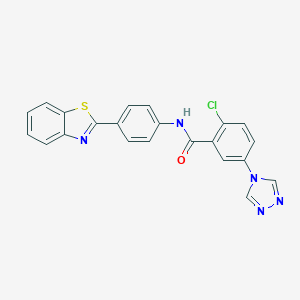 molecular formula C22H14ClN5OS B315219 N-[4-(1,3-benzothiazol-2-yl)phenyl]-2-chloro-5-(4H-1,2,4-triazol-4-yl)benzamide 