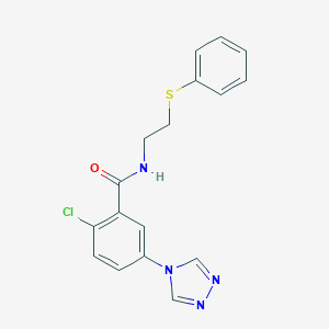 molecular formula C17H15ClN4OS B315225 2-chloro-N-[2-(phenylsulfanyl)ethyl]-5-(4H-1,2,4-triazol-4-yl)benzamide 