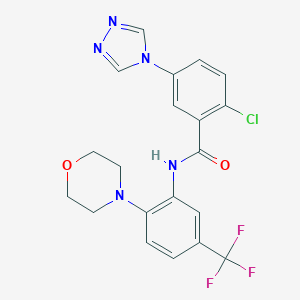 molecular formula C20H17ClF3N5O2 B315229 2-chloro-N-[2-(4-morpholinyl)-5-(trifluoromethyl)phenyl]-5-(4H-1,2,4-triazol-4-yl)benzamide 