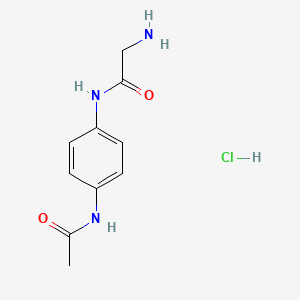 molecular formula C10H14ClN3O2 B3152315 N1-[4-(Acetylamino)phenyl]glycinamide hydrochloride CAS No. 733703-31-6