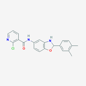 molecular formula C21H18ClN3O2 B315254 2-chloro-N-[2-(3,4-dimethylphenyl)-2,3-dihydro-1,3-benzoxazol-5-yl]nicotinamide 