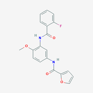 molecular formula C19H15FN2O4 B315270 N-{3-[(2-fluorobenzoyl)amino]-4-methoxyphenyl}-2-furamide 