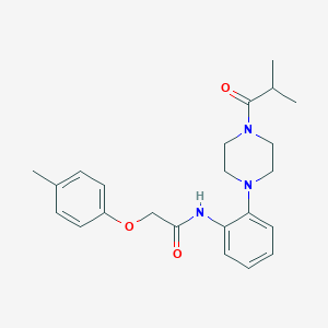 molecular formula C23H29N3O3 B315274 2-(4-methylphenoxy)-N-{2-[4-(2-methylpropanoyl)piperazin-1-yl]phenyl}acetamide 
