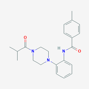 molecular formula C22H27N3O2 B315279 N-[2-(4-异丁酰基-哌嗪-1-基)-苯基]-4-甲基苯甲酰胺 