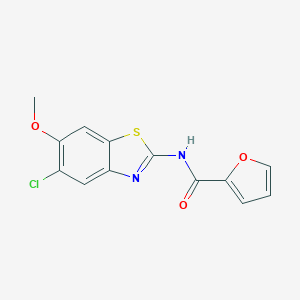 molecular formula C13H9ClN2O3S B315282 N-(5-chloro-6-methoxy-1,3-benzothiazol-2-yl)furan-2-carboxamide 