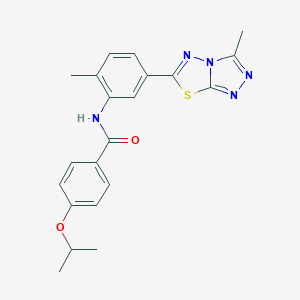 molecular formula C21H21N5O2S B315283 4-isopropoxy-N-[2-methyl-5-(3-methyl[1,2,4]triazolo[3,4-b][1,3,4]thiadiazol-6-yl)phenyl]benzamide 