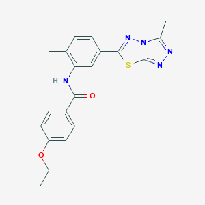 molecular formula C20H19N5O2S B315284 4-ethoxy-N-[2-methyl-5-(3-methyl[1,2,4]triazolo[3,4-b][1,3,4]thiadiazol-6-yl)phenyl]benzamide 
