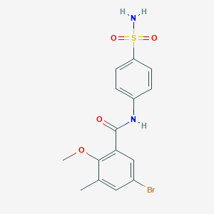 molecular formula C15H15BrN2O4S B315285 5-bromo-2-methoxy-3-methyl-N-(4-sulfamoylphenyl)benzamide 