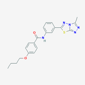 molecular formula C21H21N5O2S B315290 4-butoxy-N-[3-(3-methyl[1,2,4]triazolo[3,4-b][1,3,4]thiadiazol-6-yl)phenyl]benzamide 