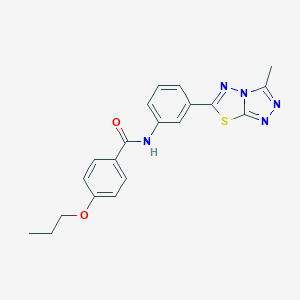 molecular formula C20H19N5O2S B315291 N-[3-(3-methyl[1,2,4]triazolo[3,4-b][1,3,4]thiadiazol-6-yl)phenyl]-4-propoxybenzamide 