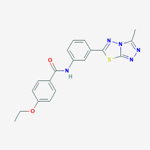 molecular formula C19H17N5O2S B315292 4-ethoxy-N-[3-(3-methyl[1,2,4]triazolo[3,4-b][1,3,4]thiadiazol-6-yl)phenyl]benzamide 