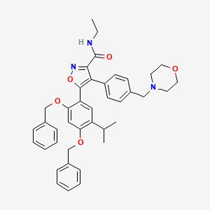 molecular formula C40H43N3O5 B3152985 5-(2,4-bis(benzyloxy)-5-isopropylphenyl)-N-ethyl-4-(4-(morpholinomethyl)phenyl)isoxazole-3-carboxamide CAS No. 747414-24-0