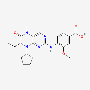 molecular formula C22H27N5O4 B3153243 (R)-4-((8-Cyclopentyl-7-ethyl-5-methyl-6-oxo-5,6,7,8-tetrahydropteridin-2-yl)amino)-3-methoxybenzoic acid CAS No. 755039-56-6