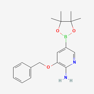 molecular formula C18H23BN2O3 B3153326 2-Amino-3-benzyloxypyridine-5-boronic acid pinacol ester CAS No. 756520-57-7