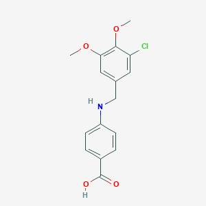 molecular formula C16H16ClNO4 B315386 4-[(3-Chloro-4,5-dimethoxybenzyl)amino]benzoic acid 