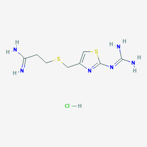 molecular formula C8H15ClN6S2 B3153918 3-[[2-(Diaminomethylideneamino)-1,3-thiazol-4-yl]methylsulfanyl]propanimidamide;hydrochloride CAS No. 76833-47-1
