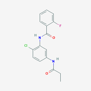 molecular formula C16H14ClFN2O2 B315400 N-[2-chloro-5-(propanoylamino)phenyl]-2-fluorobenzamide 