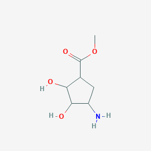 molecular formula C7H13NO4 B3154080 (1S,2R,3S,4R)-甲基 4-氨基-2,3-二羟基环戊烷甲酸酯 CAS No. 771428-01-4