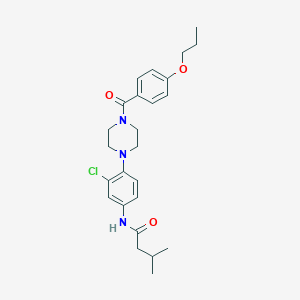 molecular formula C25H32ClN3O3 B315425 N-(3-chloro-4-{4-[(4-propoxyphenyl)carbonyl]piperazin-1-yl}phenyl)-3-methylbutanamide 