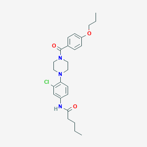 molecular formula C25H32ClN3O3 B315426 N-(3-chloro-4-{4-[(4-propoxyphenyl)carbonyl]piperazin-1-yl}phenyl)pentanamide 