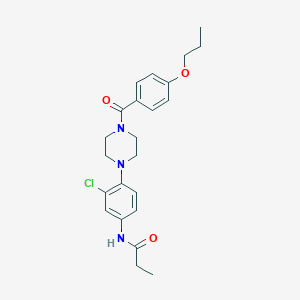 molecular formula C23H28ClN3O3 B315427 N-[3-chloro-4-[4-[oxo-(4-propoxyphenyl)methyl]-1-piperazinyl]phenyl]propanamide 