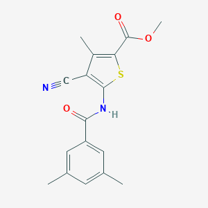molecular formula C17H16N2O3S B315429 Methyl 4-cyano-5-[(3,5-dimethylbenzoyl)amino]-3-methyl-2-thiophenecarboxylate 