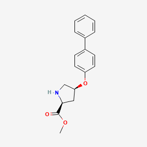 molecular formula C18H19NO3 B3154313 Methyl (2S,4S)-4-([1,1'-biphenyl]-4-yloxy)-2-pyrrolidinecarboxylate CAS No. 774223-27-7