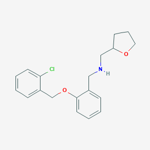 molecular formula C19H22ClNO2 B315433 1-{2-[(2-chlorobenzyl)oxy]phenyl}-N-(tetrahydrofuran-2-ylmethyl)methanamine 