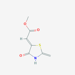 molecular formula C7H7NO3S B3154425 Methyl 2-(2-methylene-4-oxo-1,3-thiazolan-5-yliden)acetate CAS No. 77586-09-5