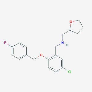 molecular formula C19H21ClFNO2 B315445 N-{5-chloro-2-[(4-fluorobenzyl)oxy]benzyl}-N-(tetrahydro-2-furanylmethyl)amine 