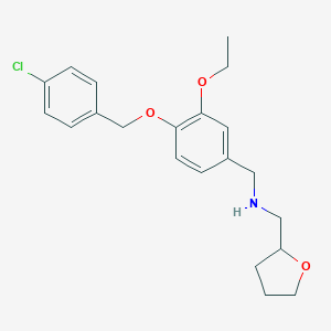 molecular formula C21H26ClNO3 B315453 N-{4-[(4-chlorobenzyl)oxy]-3-ethoxybenzyl}-N-(tetrahydro-2-furanylmethyl)amine 