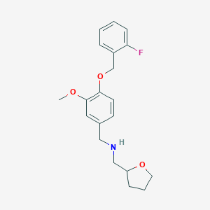 molecular formula C20H24FNO3 B315455 N-{4-[(2-fluorobenzyl)oxy]-3-methoxybenzyl}-N-(tetrahydro-2-furanylmethyl)amine 