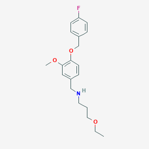 molecular formula C20H26FNO3 B315477 3-ethoxy-N-[[4-[(4-fluorophenyl)methoxy]-3-methoxyphenyl]methyl]-1-propanamine 