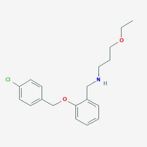 molecular formula C19H24ClNO2 B315480 N-{2-[(4-chlorobenzyl)oxy]benzyl}-N-(3-ethoxypropyl)amine 